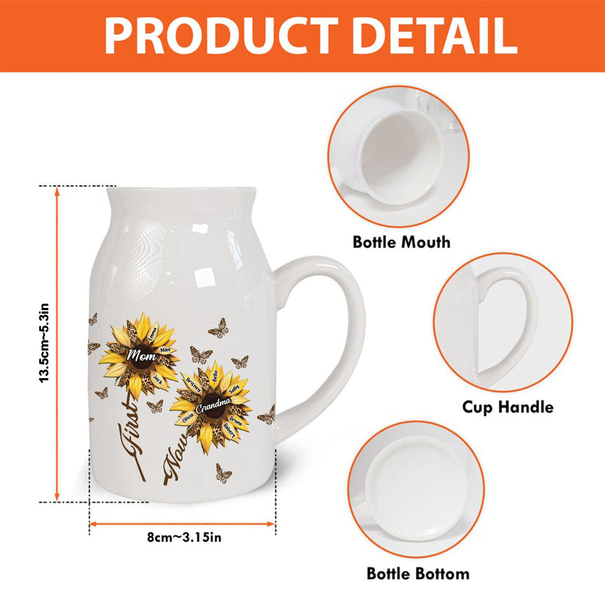 Première maman, maintenant grand-mère - Vase à fleurs en céramique personnalisé pour grand-mère