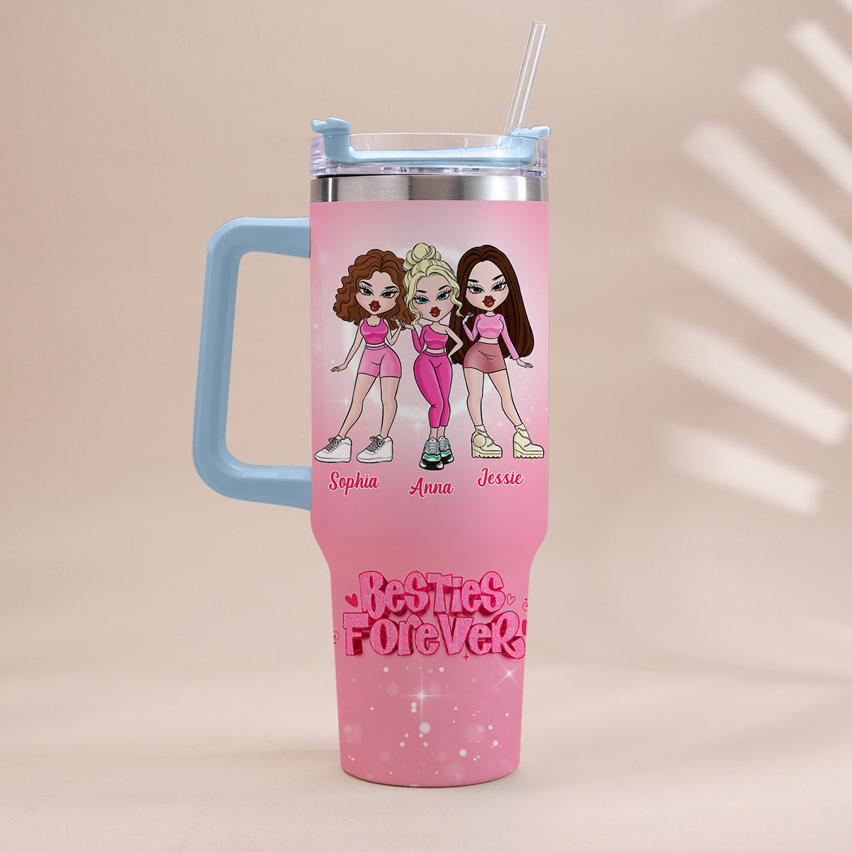 Amies pour toujours - Gobelet isotherme personnalisé avec anse « Meilleures amies »