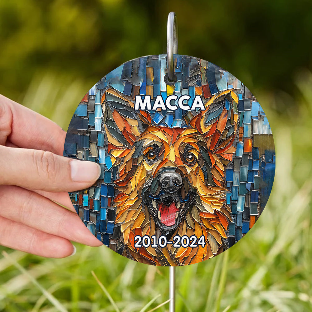 Carreaux de céramique personnalisés avec motif de chien - Ardoise ronde suspendue pour jardin