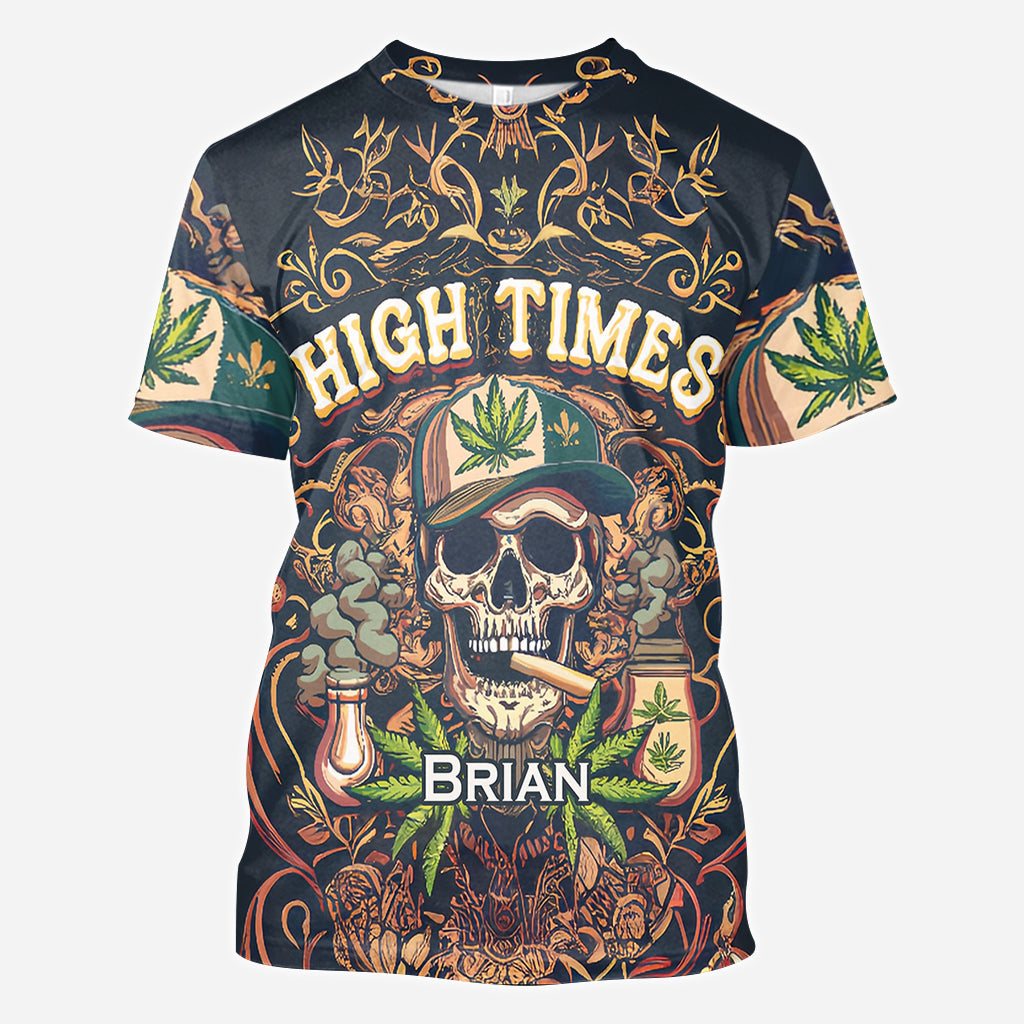 T-shirt personnalisé High Times Skull 420 - Motif cannabis intégral