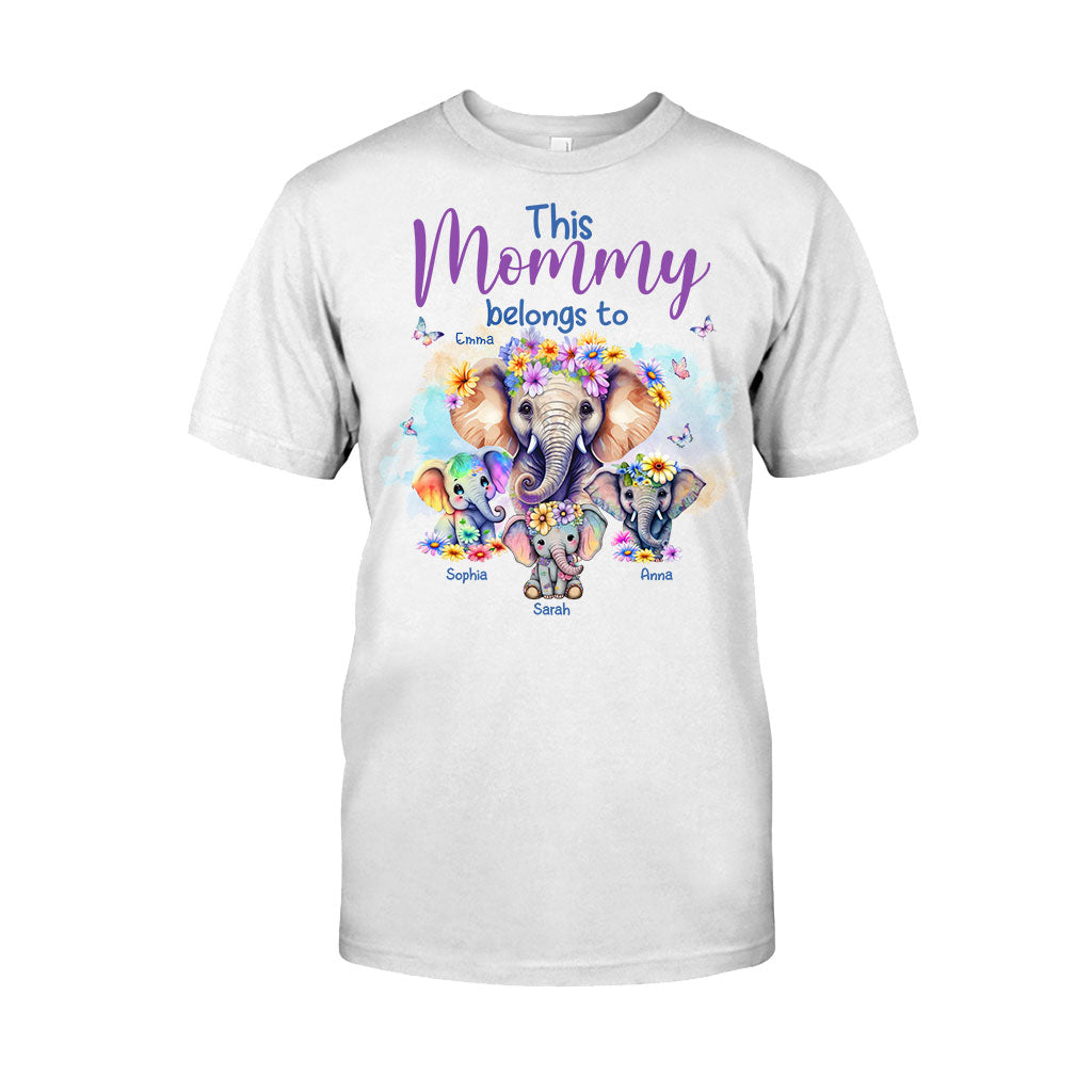 Éléphants à qui maman appartient - T-shirt et sweat à capuche personnalisés pour maman