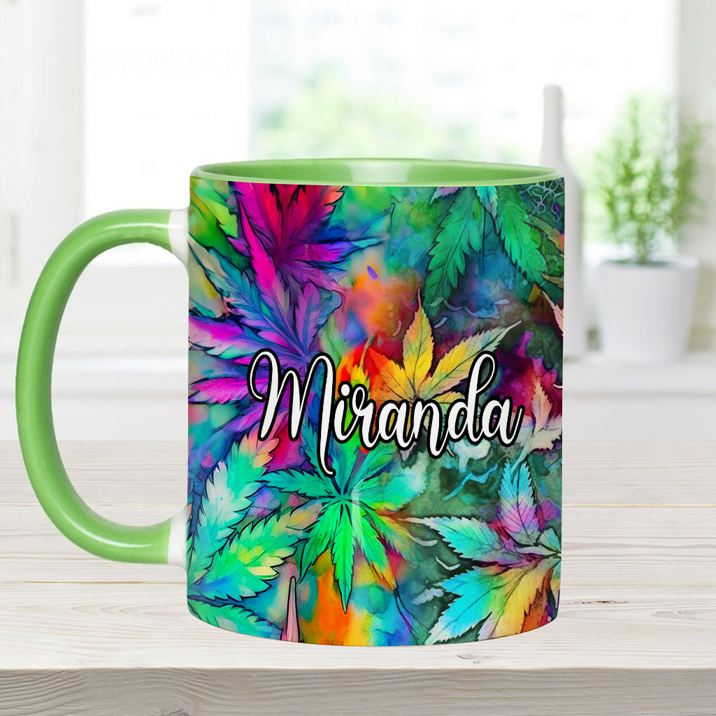Mug personnalisé à motif feuille de cannabis psychédélique