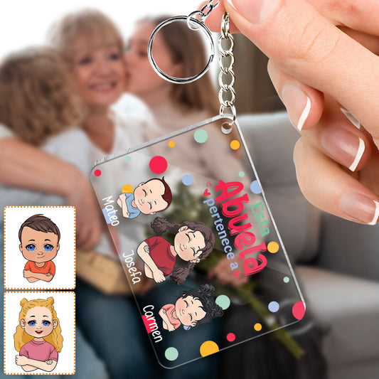 Esta Abuela Pertenece A - Porte-clés transparent grand-mère personnalisé