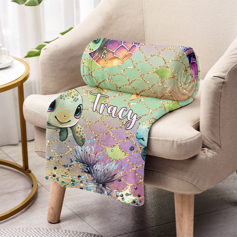 Adorables tortues - Couverture personnalisée en forme de tortue