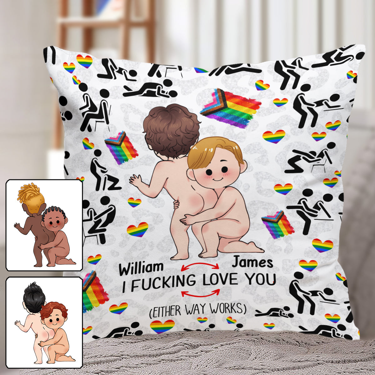 Je t'aime - Coussin décoratif personnalisé de soutien LGBT