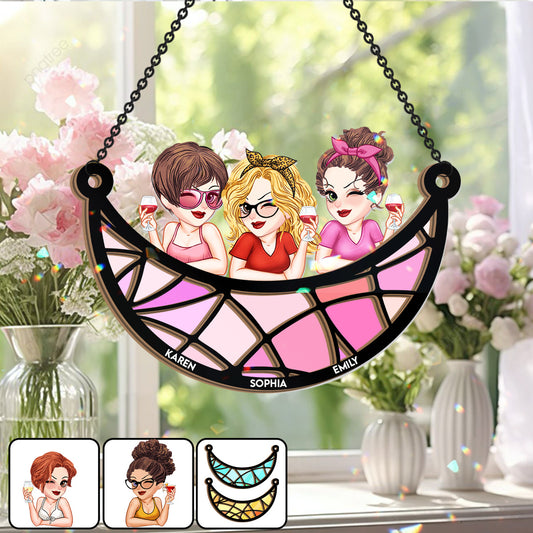 Meilleures amies pour toujours - Attrape-soleil personnalisé à 2 couches à suspendre à la fenêtre