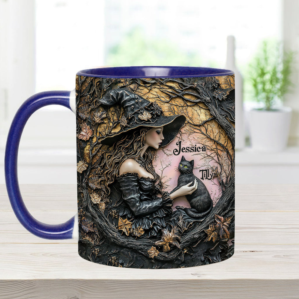 Une sorcière et son chat noir : c'est magnifique ! - Mug personnalisé à l'effigie d'une sorcière