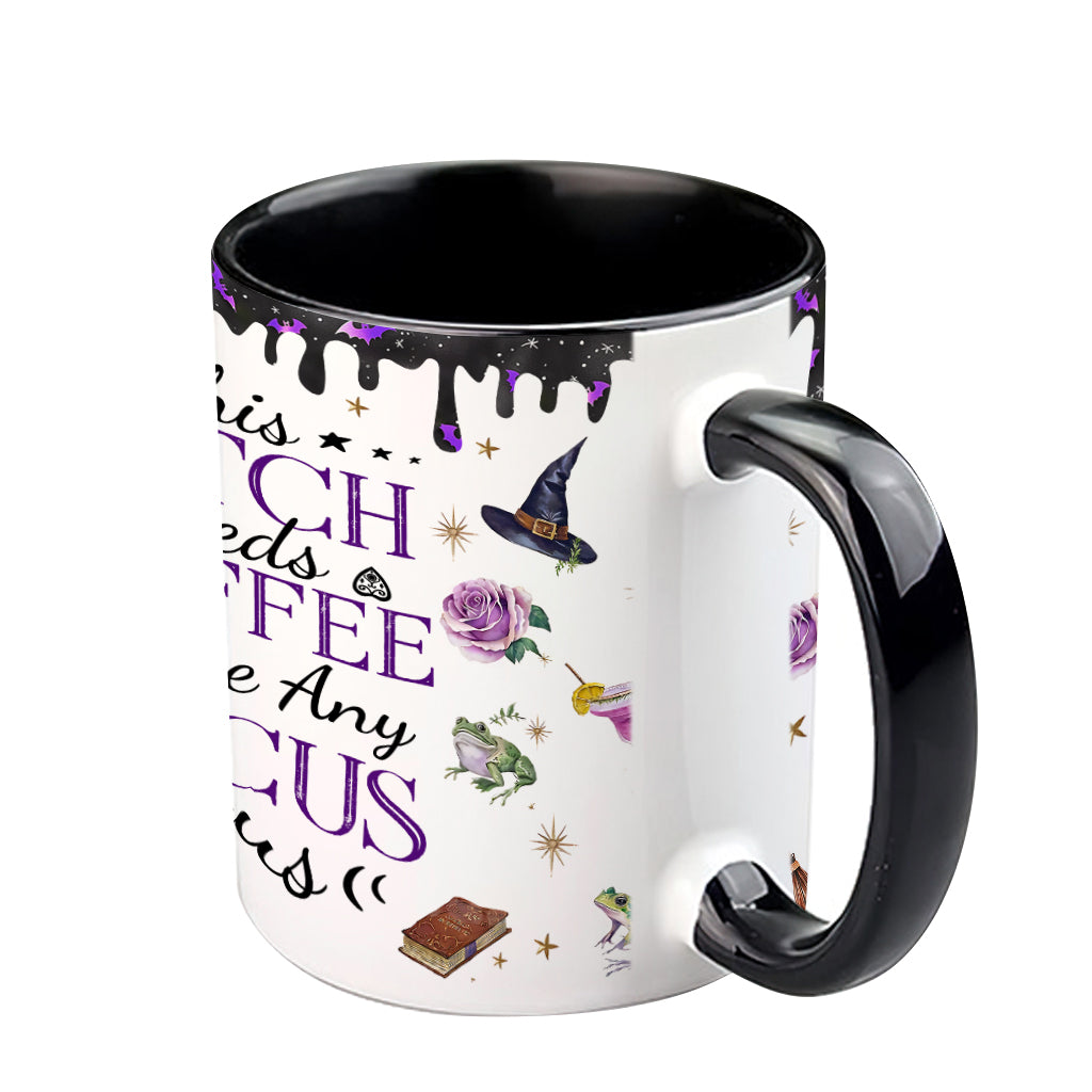 This Witch Need Coffee Before Any Hocus Pocus - Personalized Witch Accent Mug