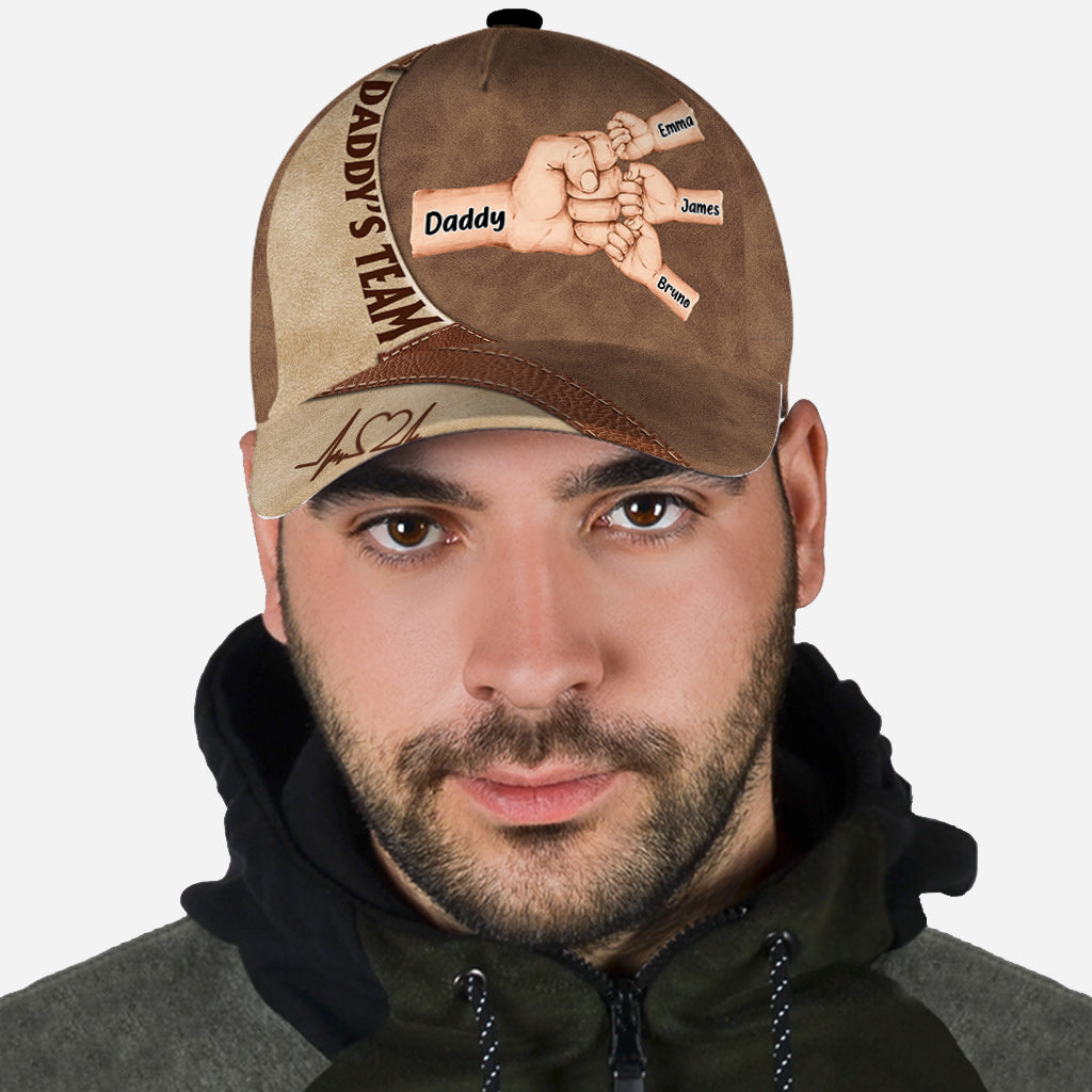 Casquette classique personnalisée « Daddy's Team Fist Bump » pour papa