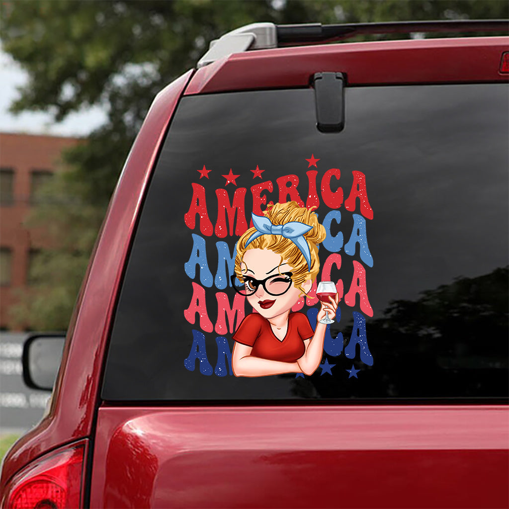 American Girly - Autocollant personnalisé pour la fête de l'Indépendance/le 4 juillet