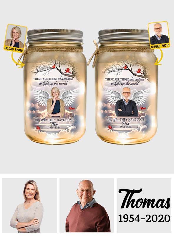 Illuminez le monde - Cadeau de condoléances personnalisé - Bocal Mason lumineux commémoratif