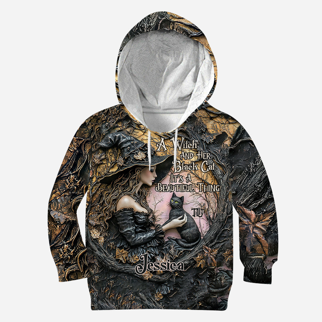 Une sorcière et son chat noir : c'est magnifique ! - T-shirt personnalisé « Sorcière »