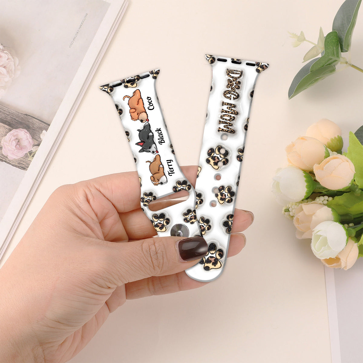 Bracelet Apple Watch personnalisé style western pour bébé vache Highland