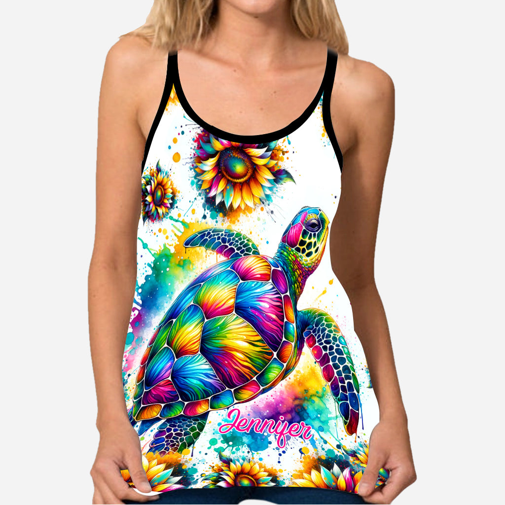 Turtle Lovers - Personalized Turtle Cross Tank Top