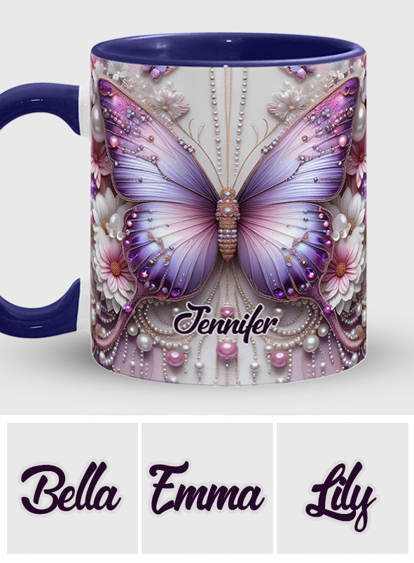 Floral Butterflies - Personalized Butterfly Accent Mug