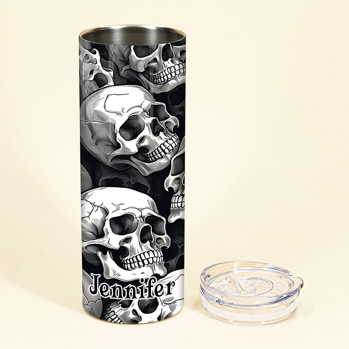 Crâne et Feu - Gobelet isotherme personnalisé à motif crâne lumineux