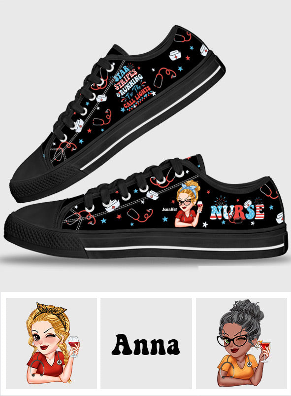 Chaussures basses personnalisées pour infirmières, idéales pour la fête du 4 juillet