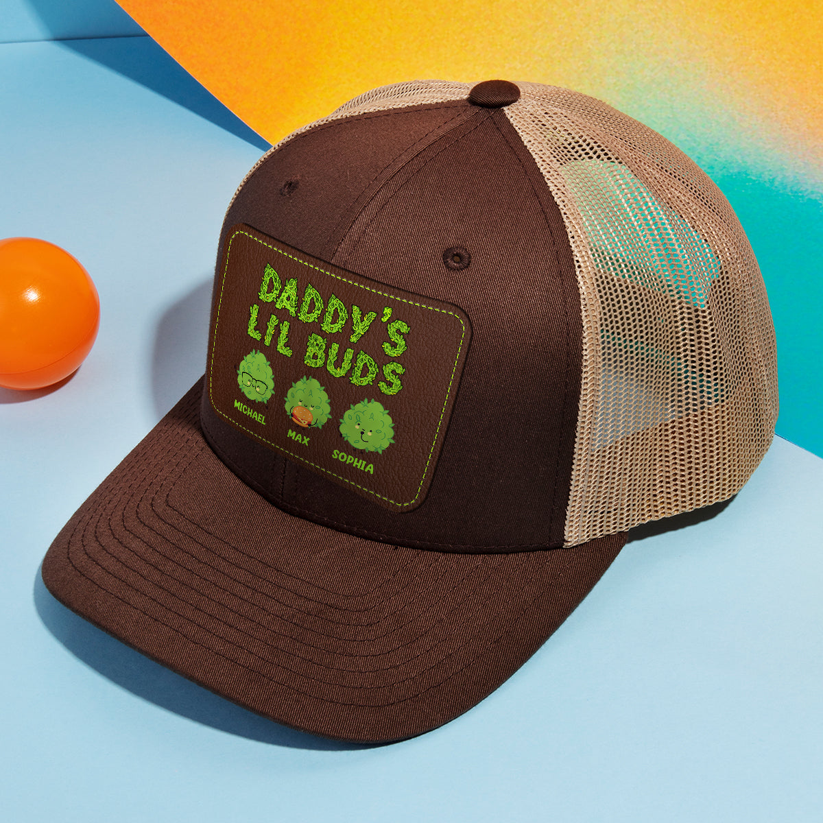 Le papa le plus cool du monde - Chapeau en cuir personnalisé avec écusson pour papa