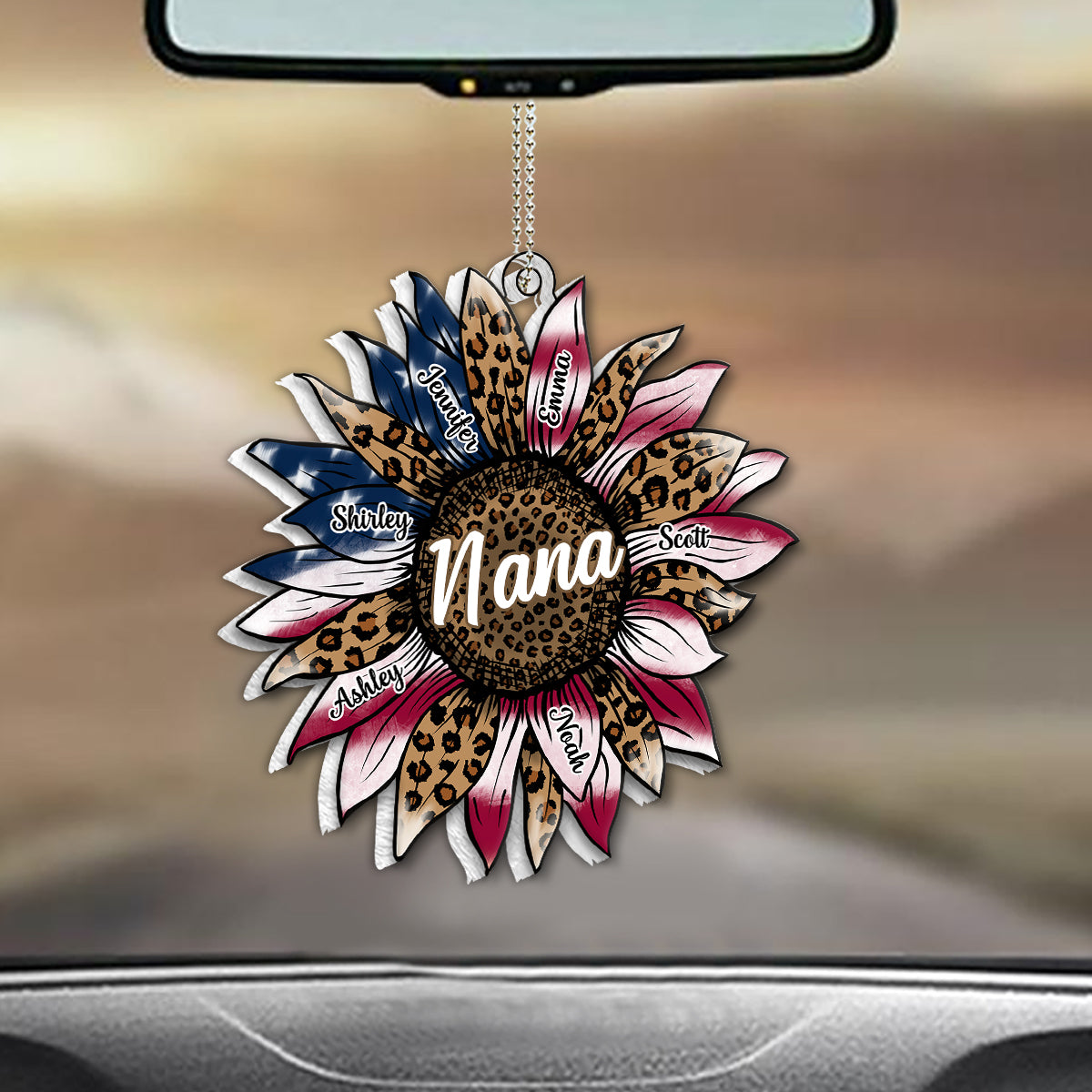 Drapeau Tournesol de Grand-Mère pour le 4 juillet - Ornement de voiture personnalisé en forme de tournesol pour Grand-Mère