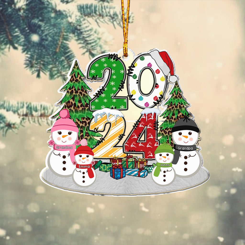 Lovely Snowman Grandkids - Personalized Grandma Custom Shaped Ornament