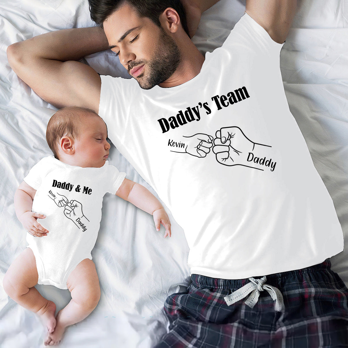 Papa et moi - L'équipe de papa - T-shirt personnalisé pour papa et body pour bébé