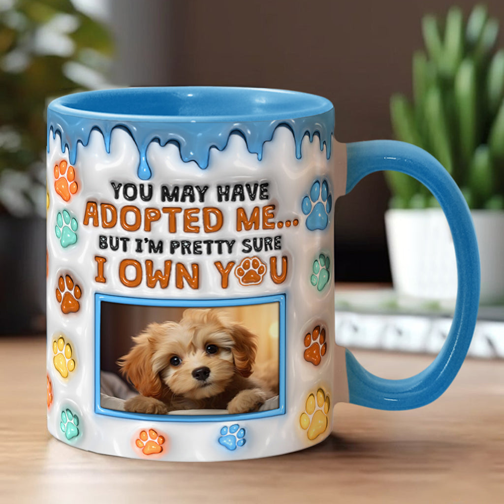 Tu m'as peut-être adopté, mais je suis presque sûr que tu m'appartiens - Mug personnalisé avec motif chien