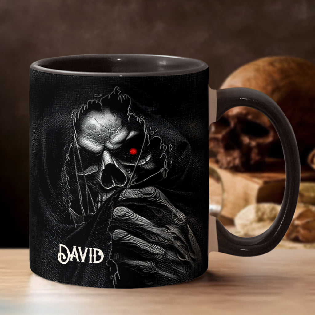 Mug personnalisé « Le Visage Caché » avec motif crâne