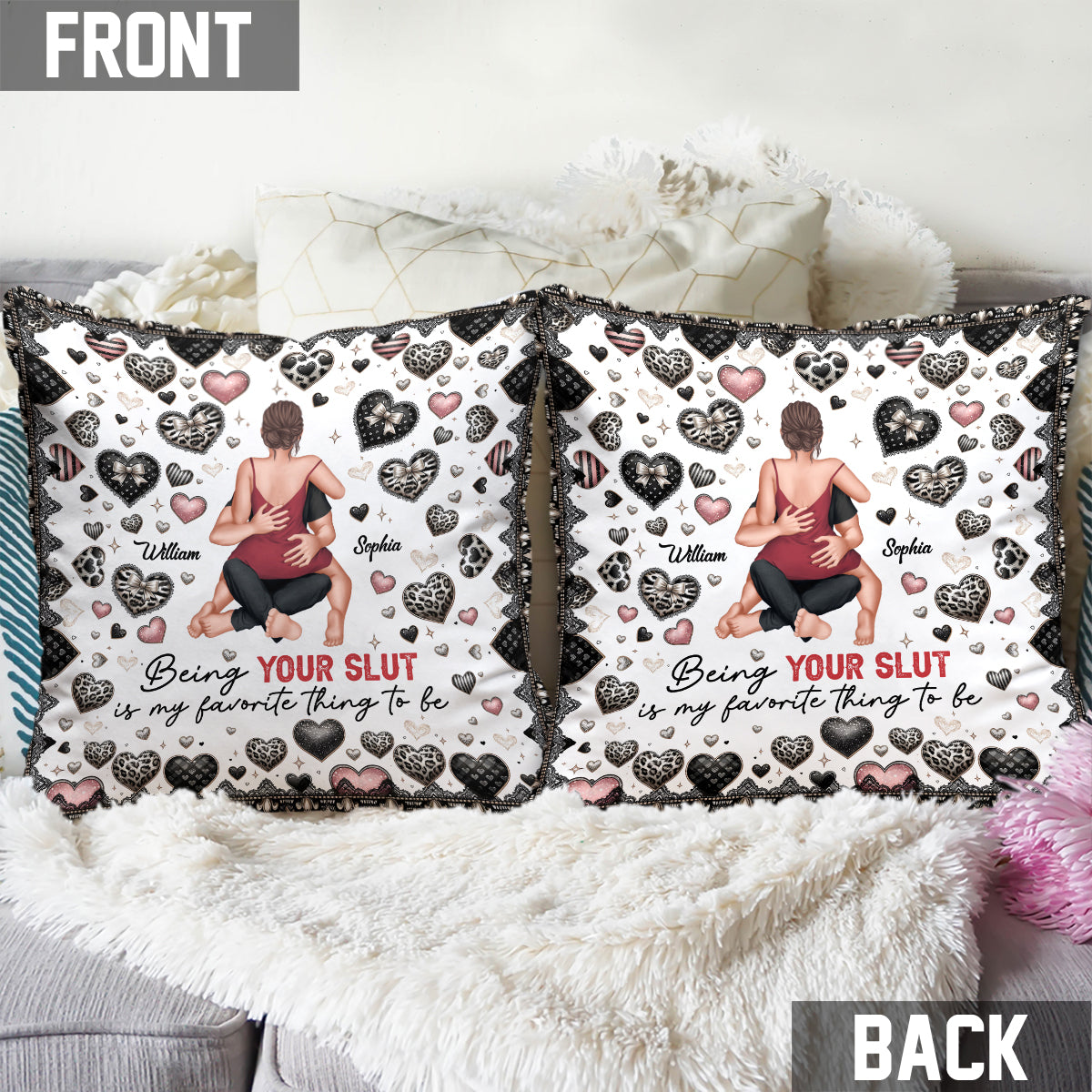 Mon truc préféré - Coussin décoratif personnalisé pour couple