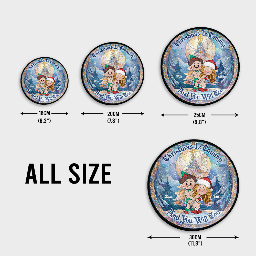 Noël approche - Attrape-soleil en vitrail personnalisé pour couple