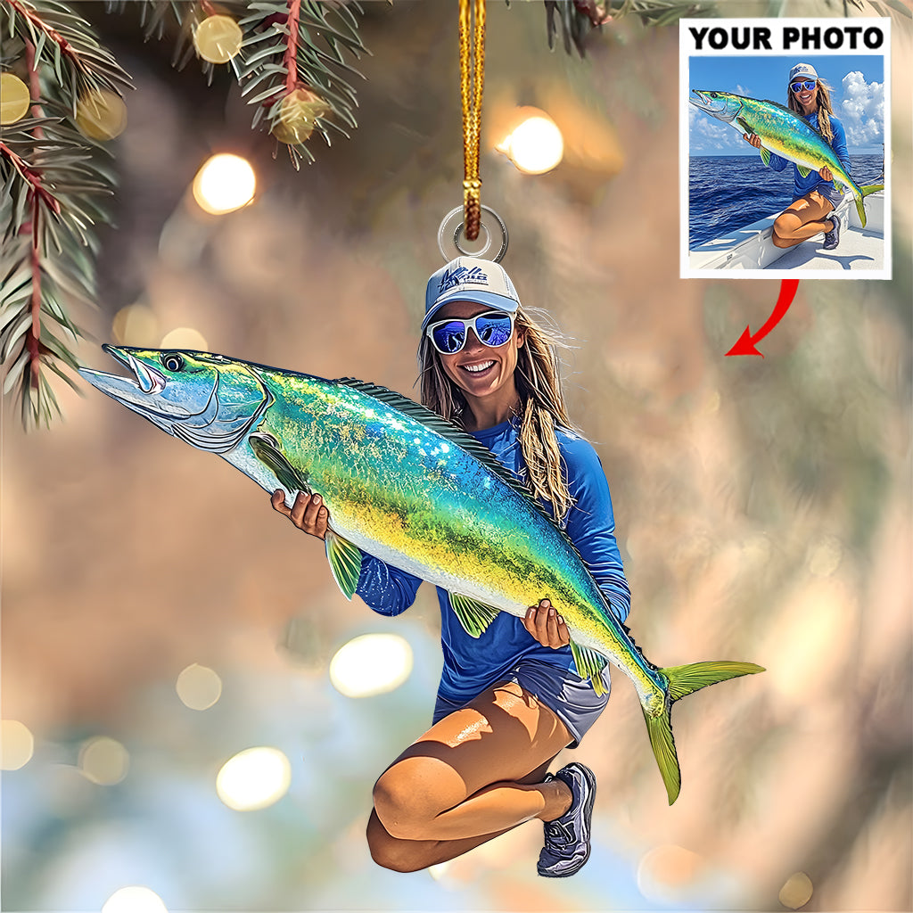 Ornement personnalisé avec photo - Ornement de pêche personnalisé en forme personnalisée
