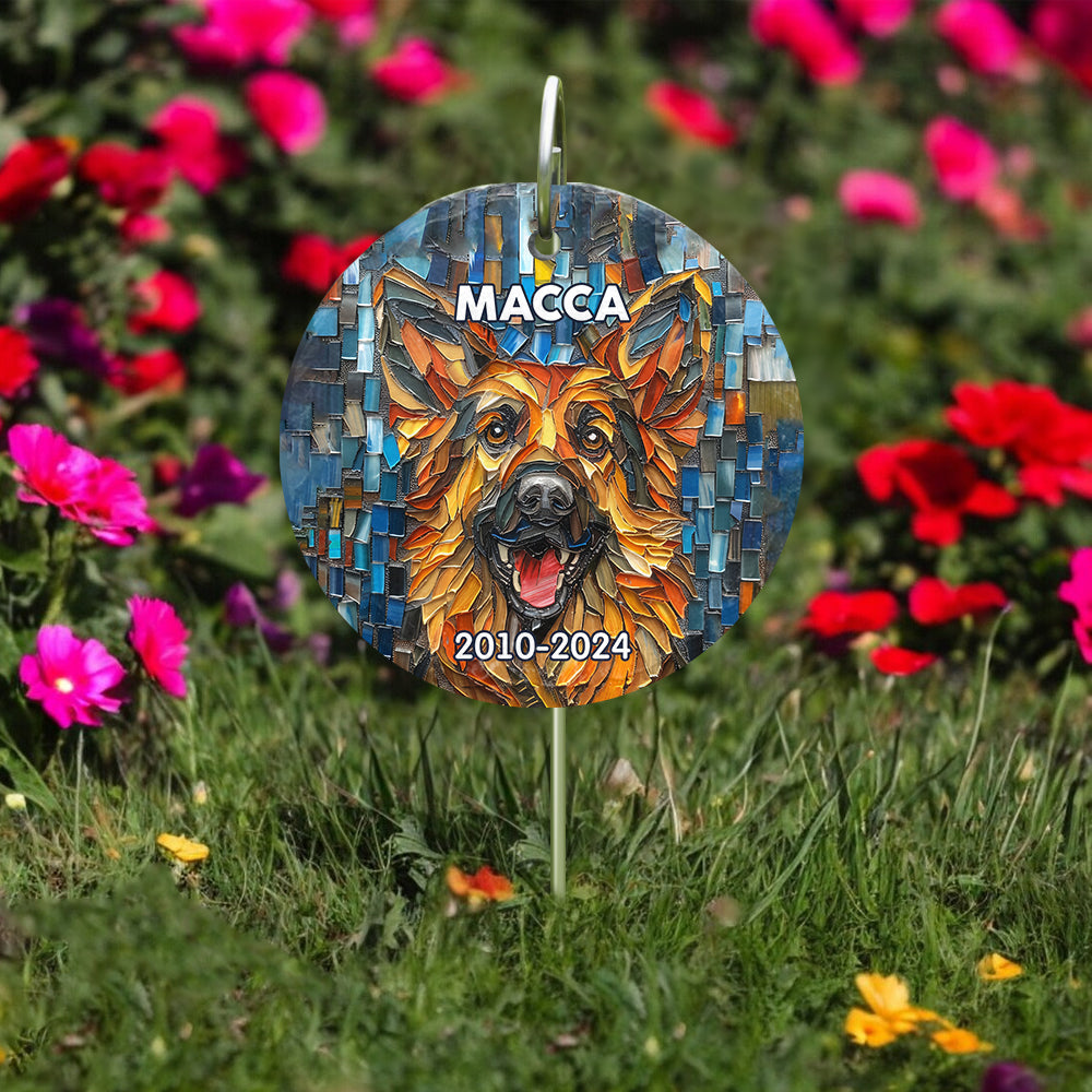 Carreaux de céramique personnalisés avec motif de chien - Ardoise ronde suspendue pour jardin