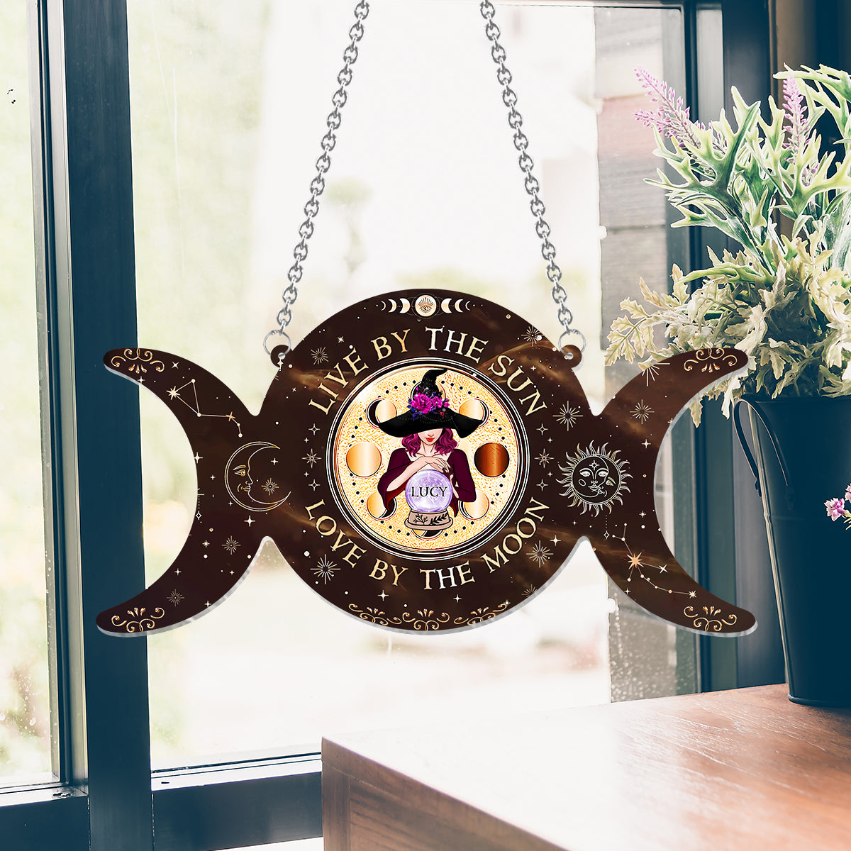 Comme en haut, comme en bas - Attrape-soleil personnalisé à suspendre à la fenêtre, inspiré des sorcières 