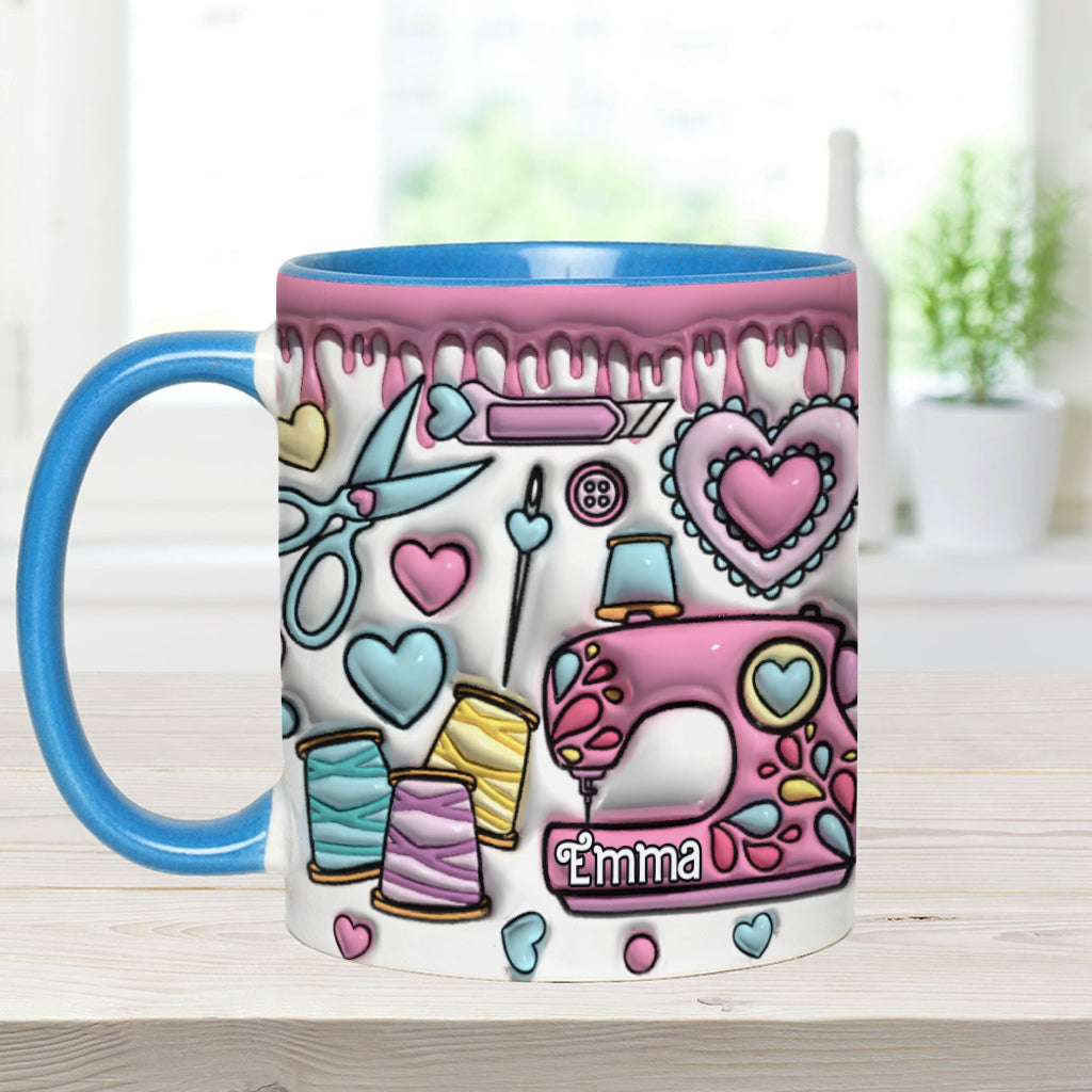 Sewing Lovers Pink - Personalized Sewing Accent Mug