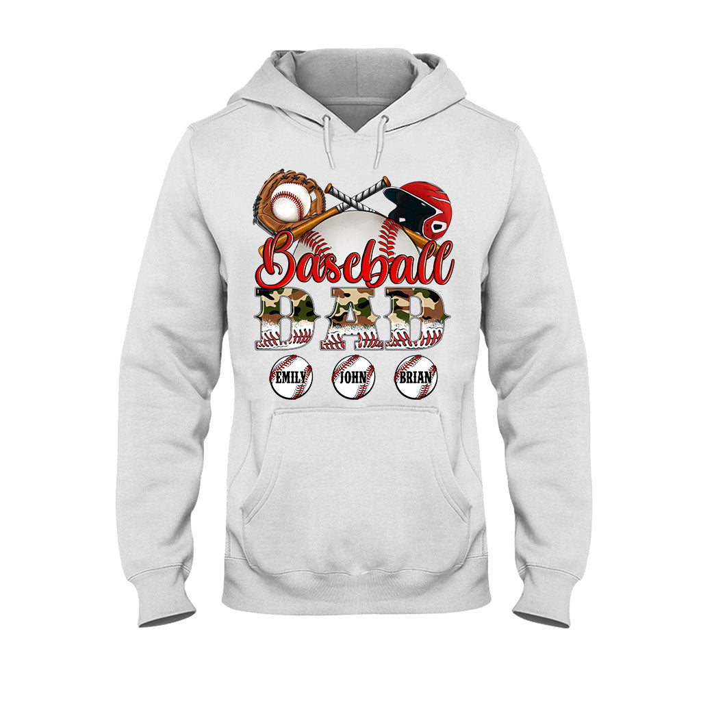 Meilleur papa de joueur de baseball au monde - T-shirt et sweat à capuche camouflage personnalisés - Sweat à capuche