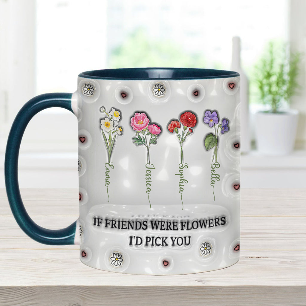 Birth Month Flowers Besties - Personalized Bestie Accent Mug