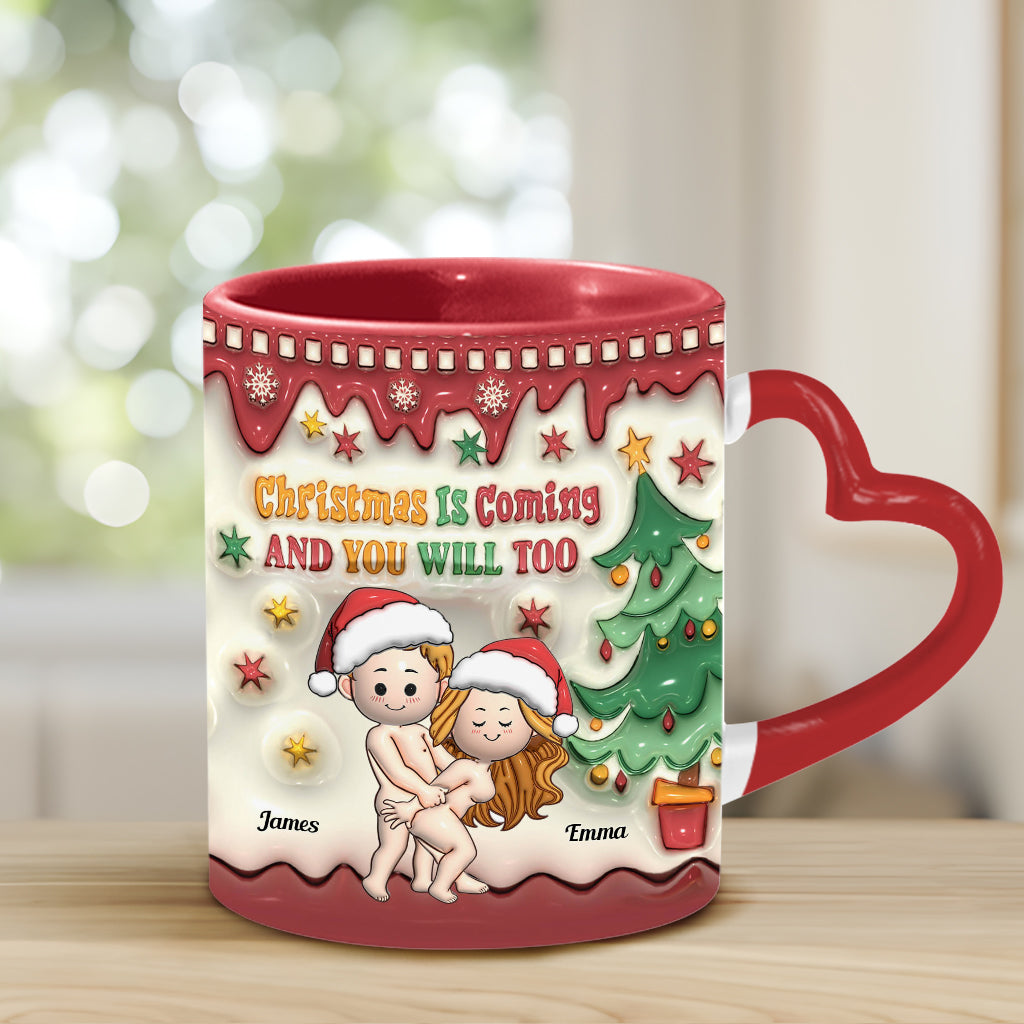 Noël approche - Mug personnalisé pour couple avec anse en forme de cœur
