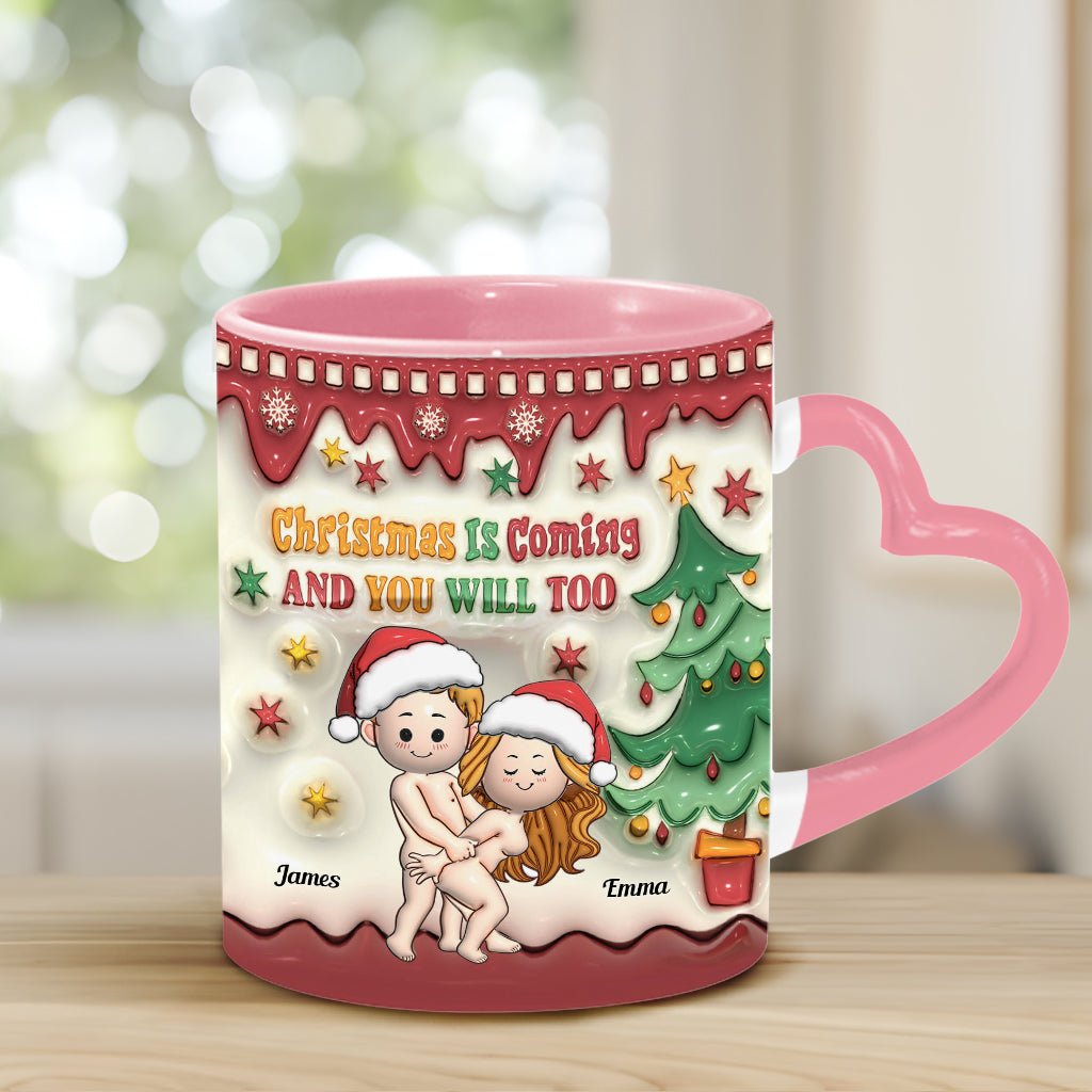 Noël approche - Mug personnalisé pour couple avec anse en forme de cœur