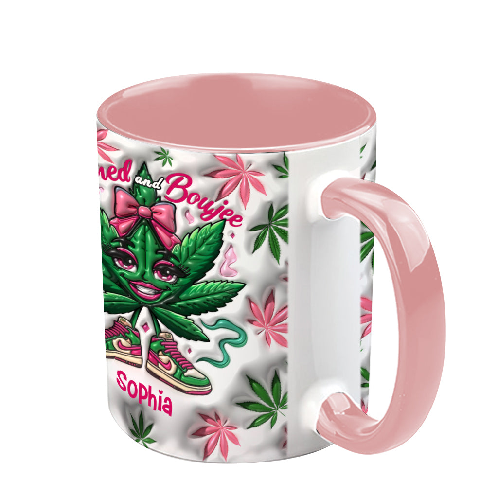 Mug personnalisé « Stoned And Boujee » avec motif cannabis