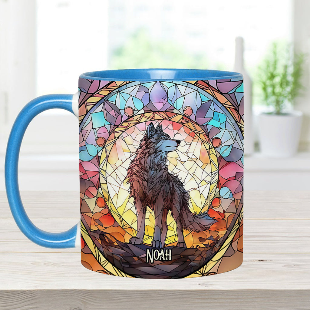 Mug personnalisé « Esprit féroce » avec motif loup