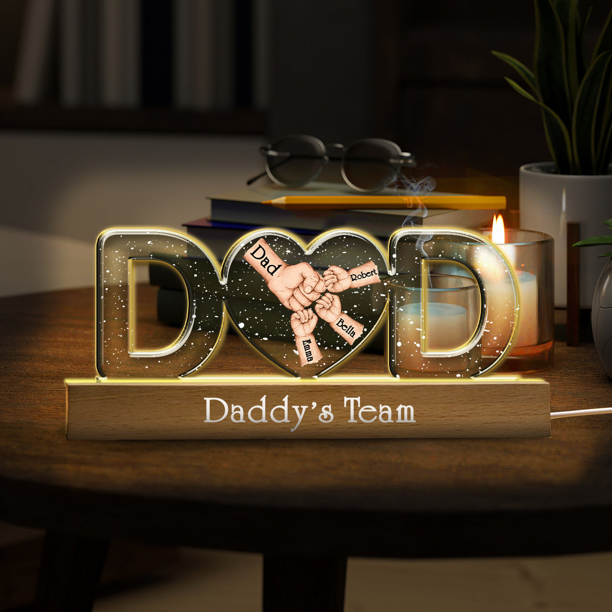 Veilleuse LED personnalisée pour papa - Équipe de papa