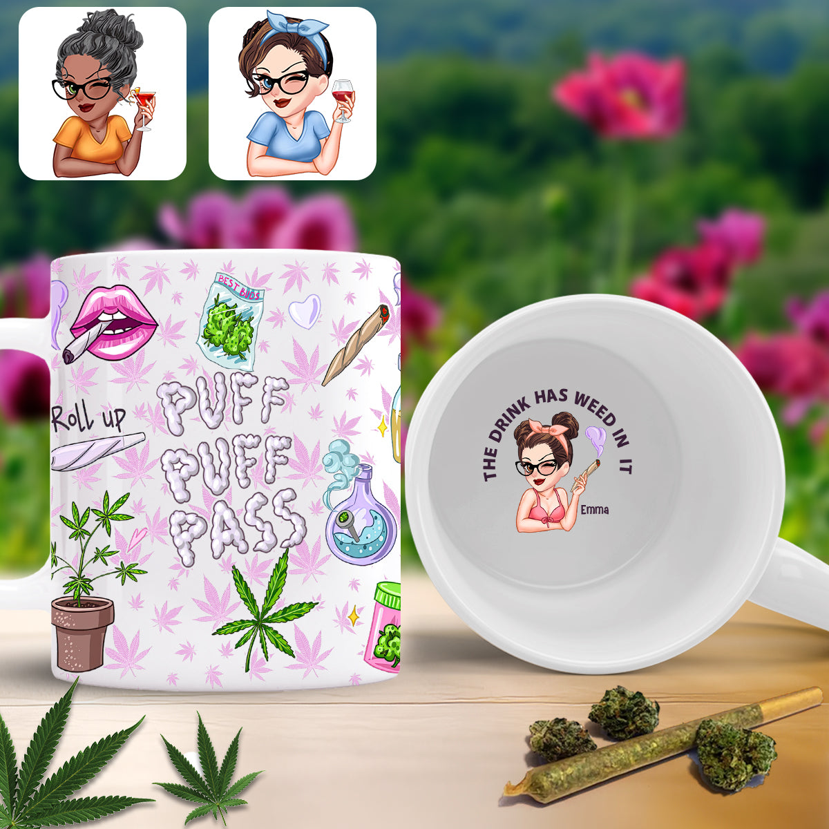 Puzz Puzz Pass - Mug personnalisé avec message caché sur le thème du cannabis