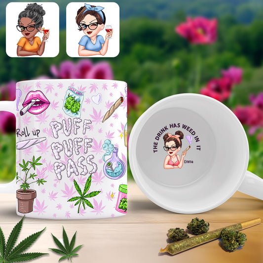 Puzz Puzz Pass - Mug personnalisé avec message caché sur le thème du cannabis