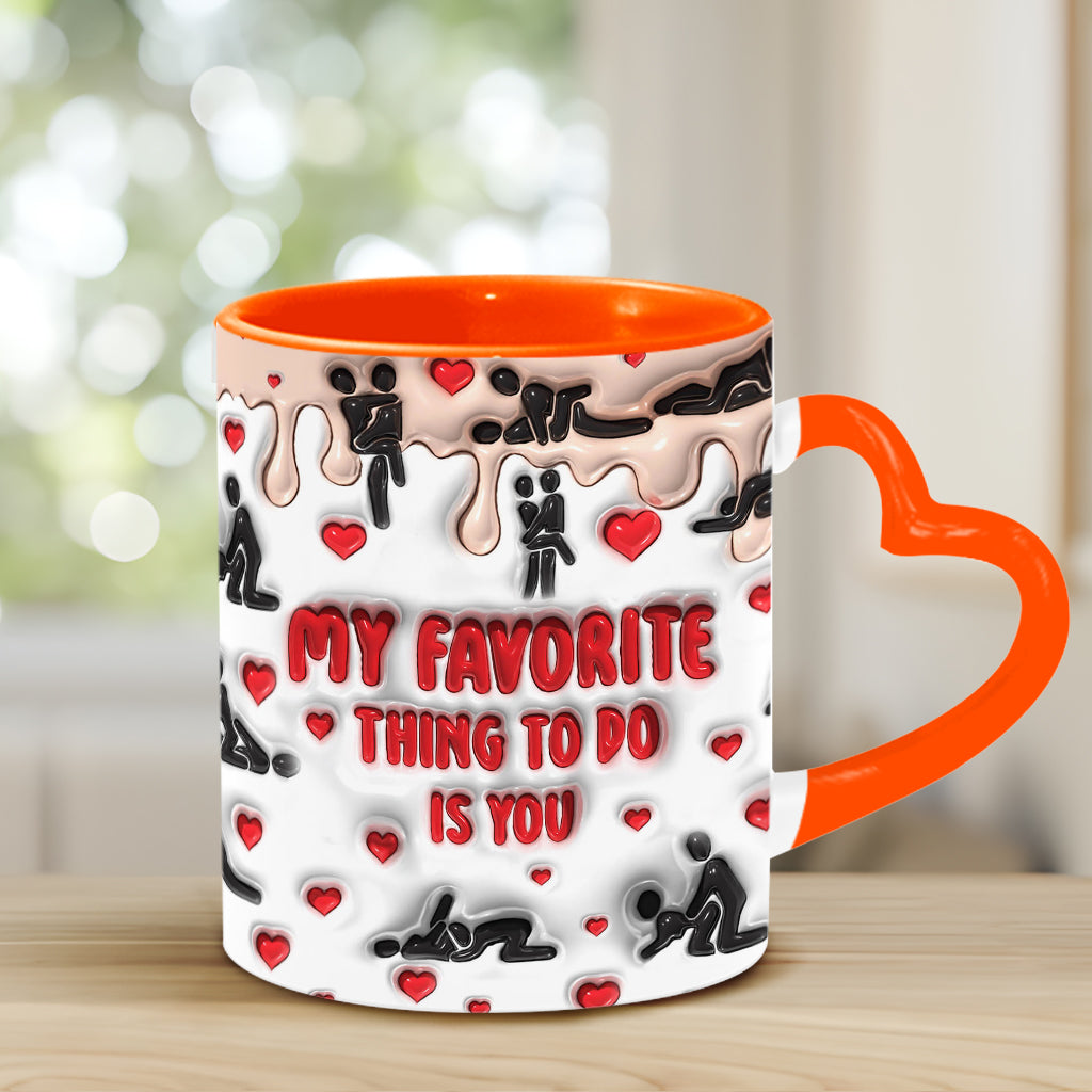 Ma chose préférée à faire, c'est toi - Mug personnalisé pour couple avec anse en forme de cœur