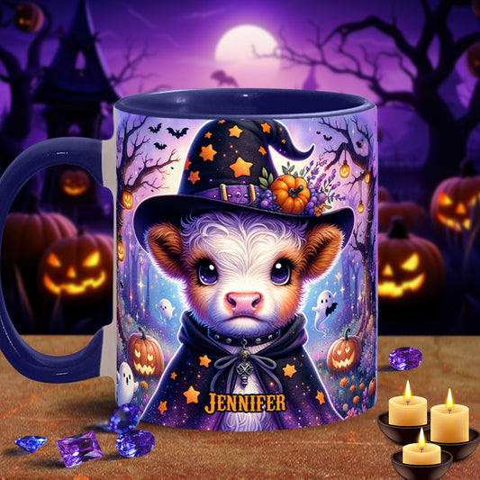 Baby Highland Cow Witch Halloween - Personalized Accent Mug