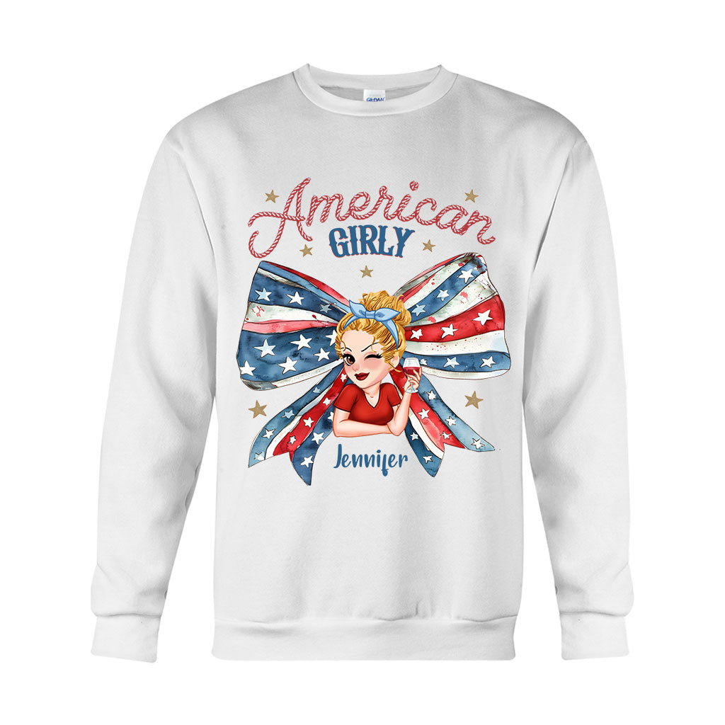 Coquette American Girl - T-shirt et sweat à capuche personnalisés pour la fête nationale américaine (4 juillet).
