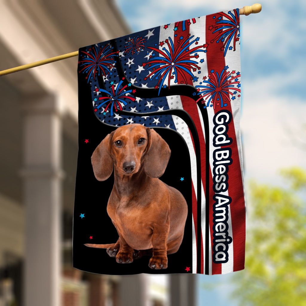 Que Dieu bénisse l'Amérique - Drapeau personnalisé pour niche pour chien