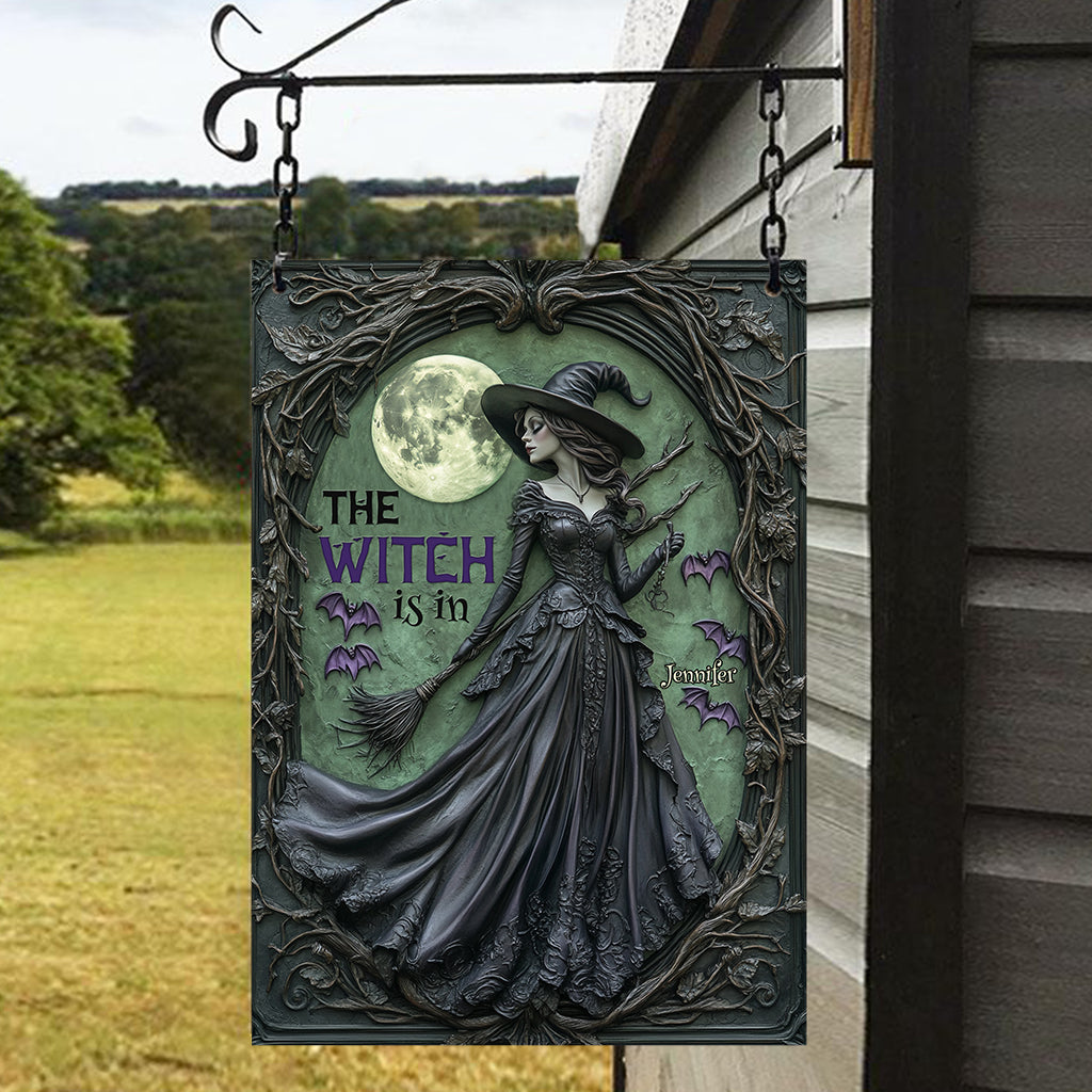 La sorcière est là - Panneau métallique rectangulaire personnalisé « Sorcière »