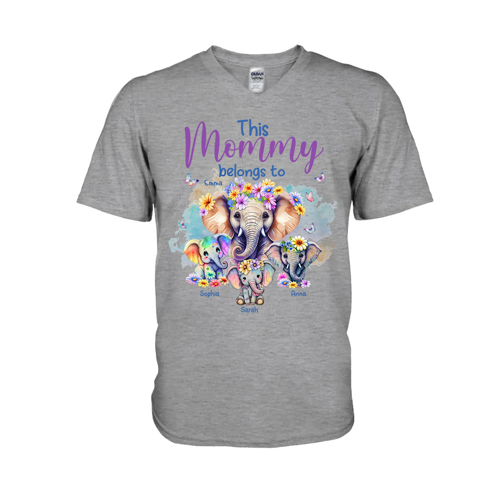 Éléphants à qui maman appartient - T-shirt et sweat à capuche personnalisés pour maman