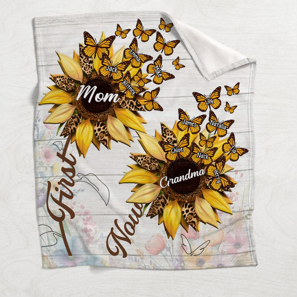 Première maman, maintenant grand-mère - Couverture personnalisée Tournesol pour grand-mère