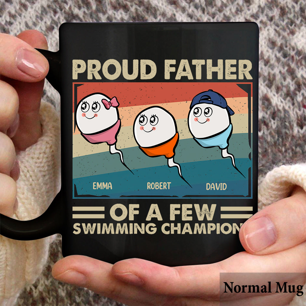 Mug personnalisé « Fier papa, père de plusieurs champions de natation »
